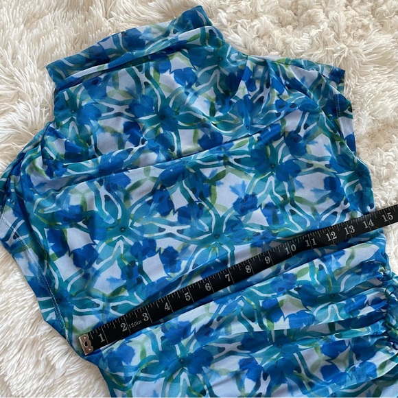 By Anthropologie The Maya Ruched Floral Mesh Midi Dress Size Small - Picture 12 of 12